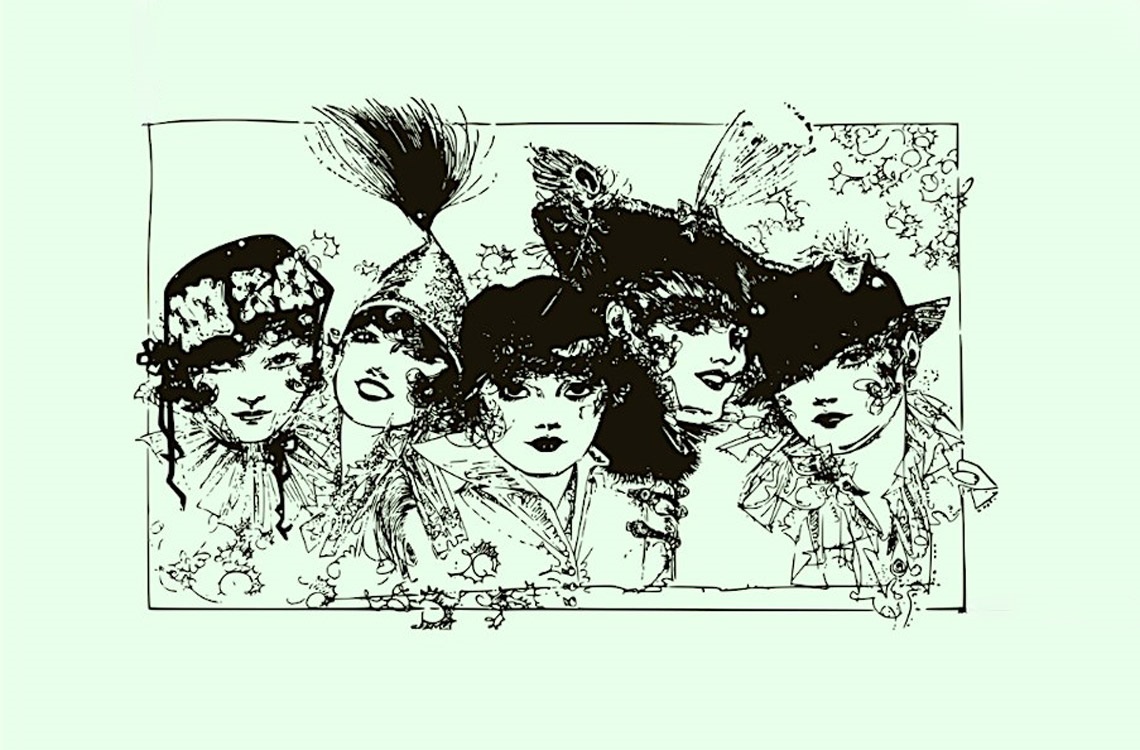 sketch of women from the 1930s