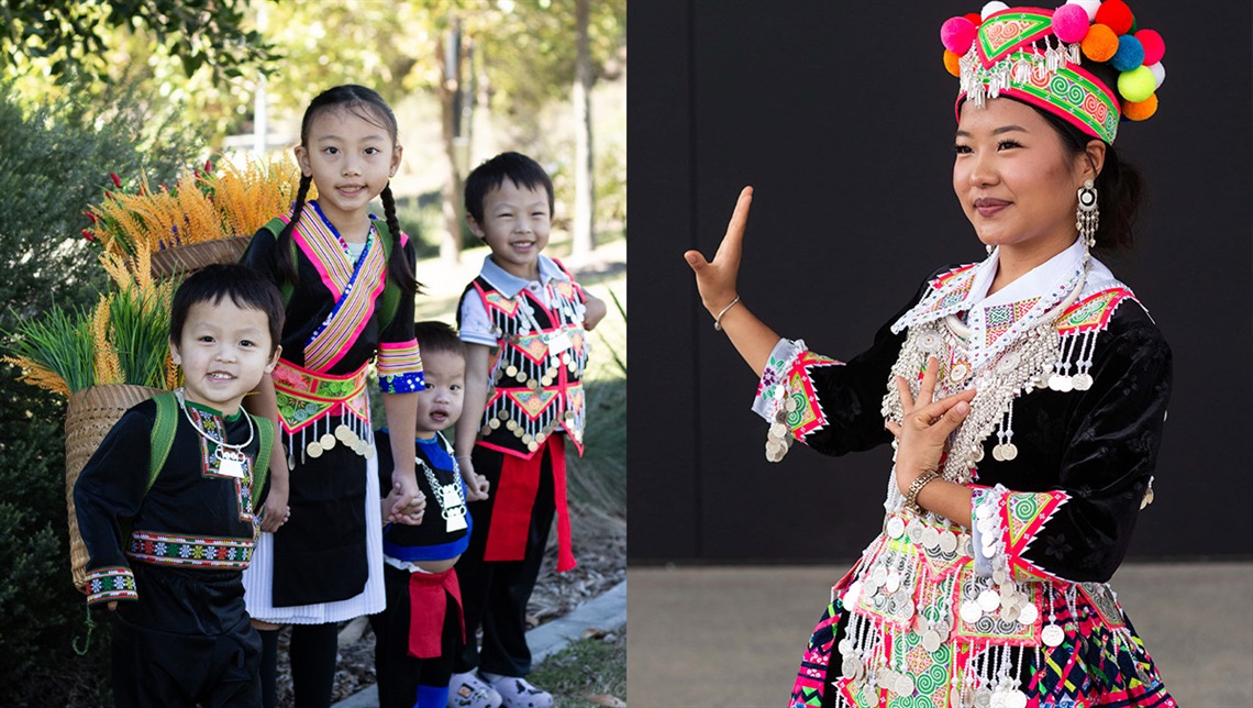 Logan children in traditional Hmong dress