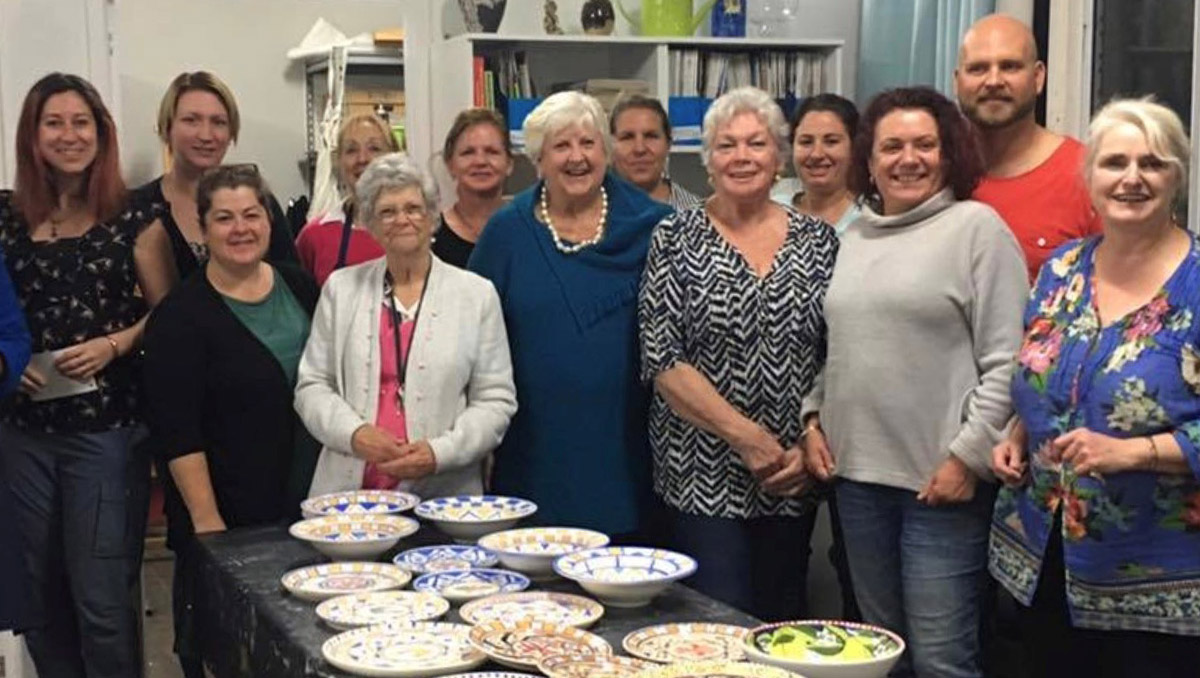 Some of the many local artists enjoying the facilities of the Logan Artists Association to create pottery and ceramic pieces.