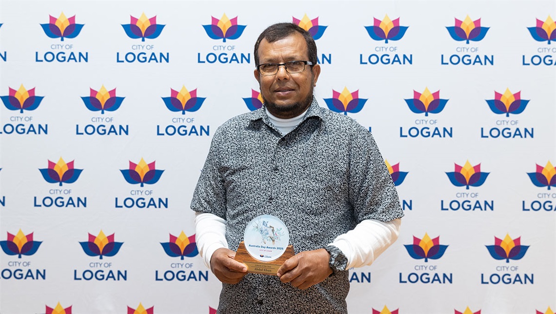 City of Logan’s 2025 Citizen of the Year Abdul Khan at the Australia Day Awards on 26 January.