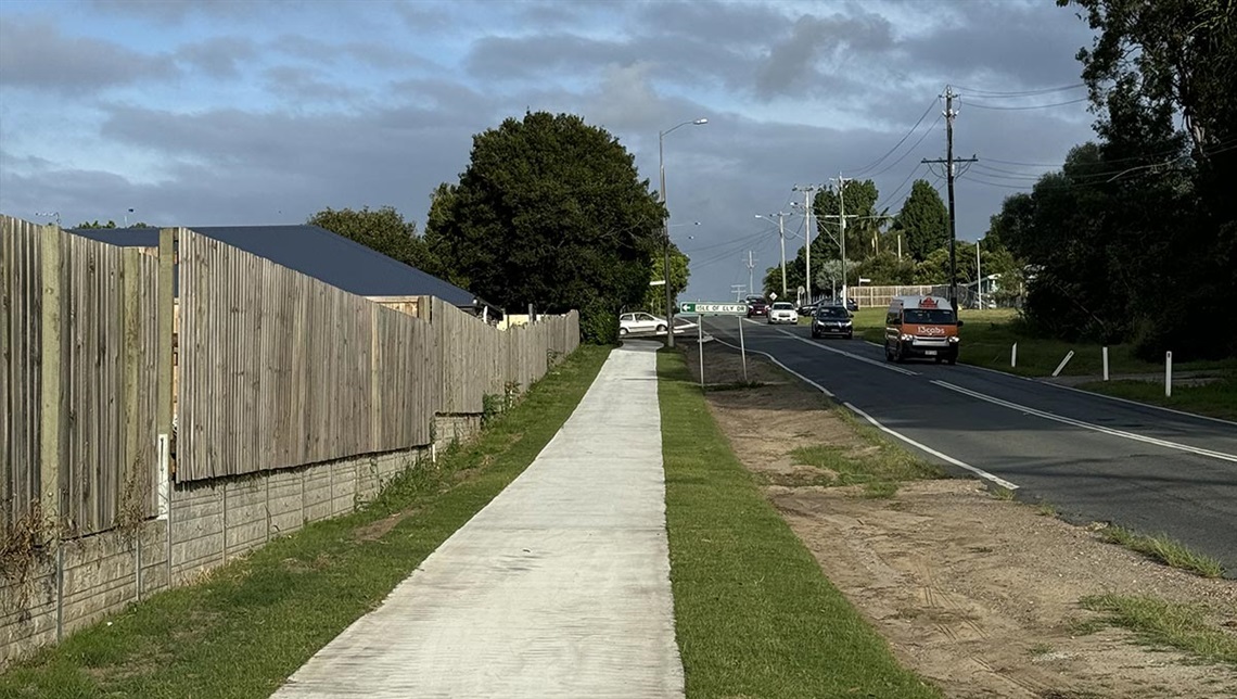 The new footpath on Green road