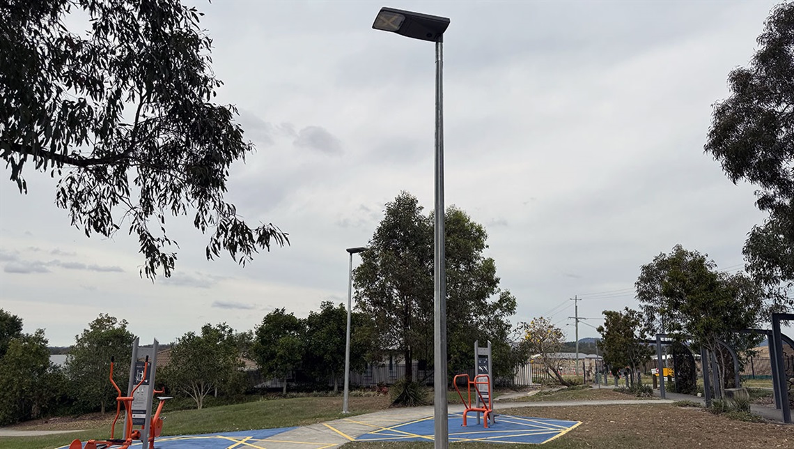 A solar light in a park