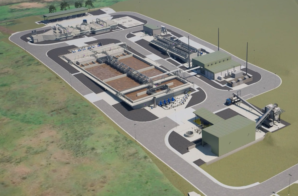 Artist impression of the Chambers Flat Wastewater Treatment Plant
