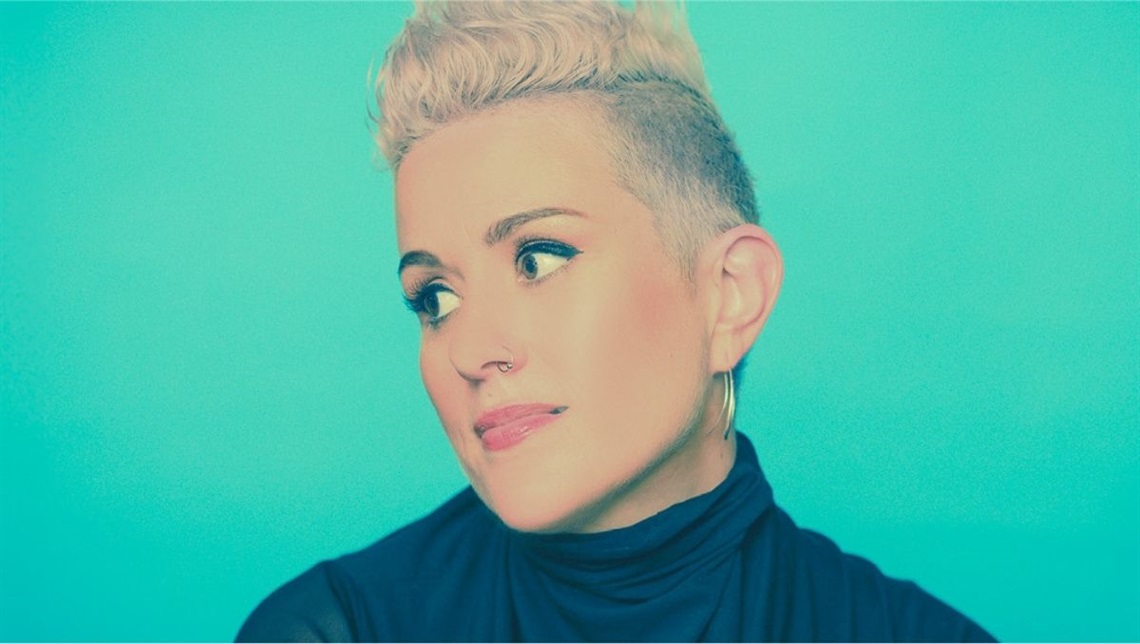 Katie Noonan staring off to the left