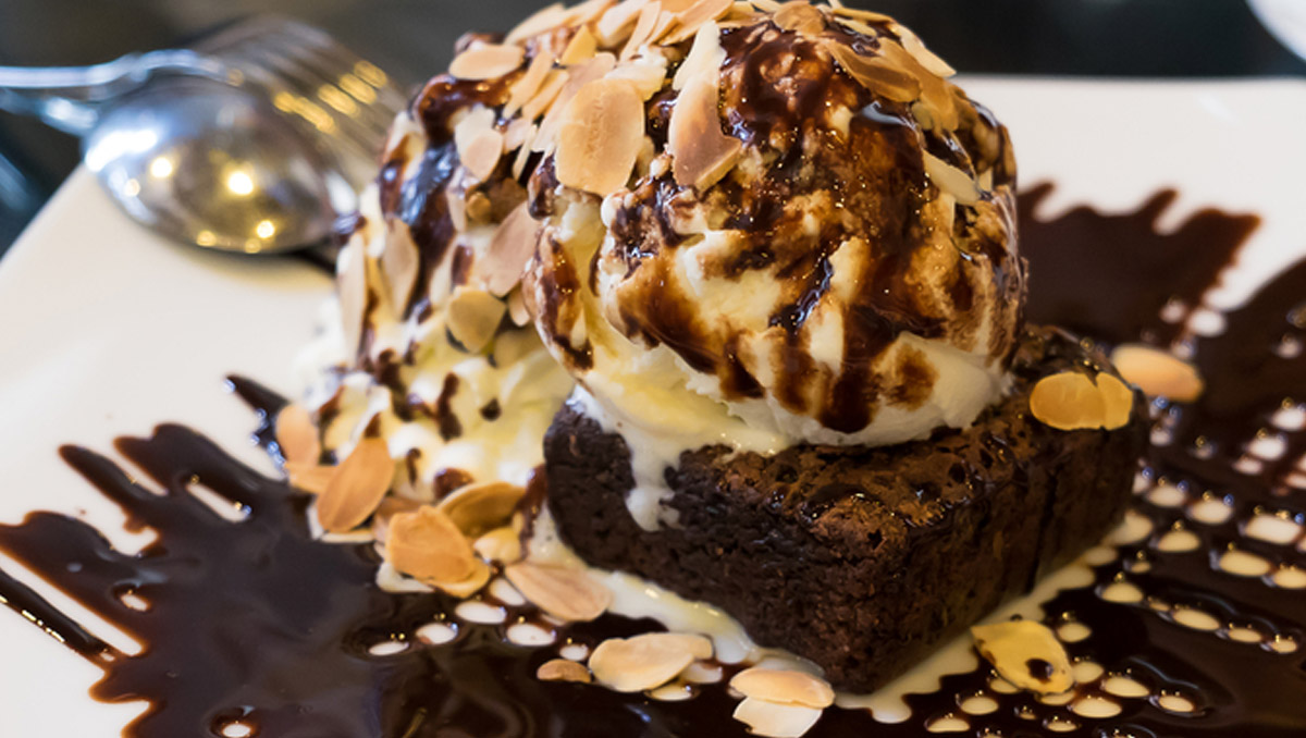 Brownie with ice cream on top