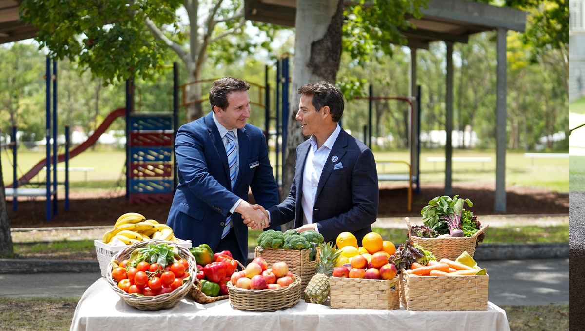 From left, Logan City Councillor Tony Hall with Novo Nordisk Oceania General Manager Michael Azrak, at the launch of Feel Good Futures Logan in February.