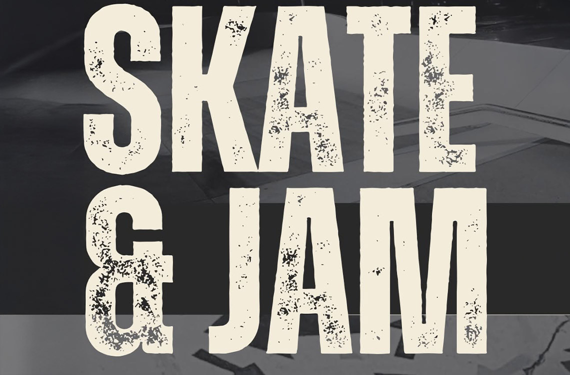 Spooky background with giant Skate and Jam wording