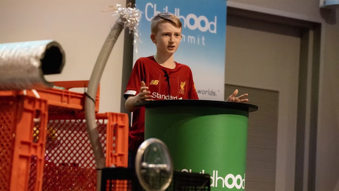 A local student speaking from the heart at a previous Childhood Summit in Logan.