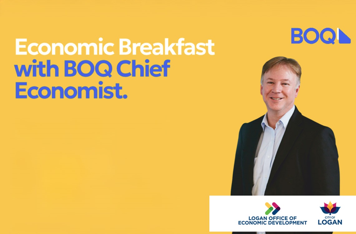 Bank of Queensland chief economist standing against a yellow backdrop