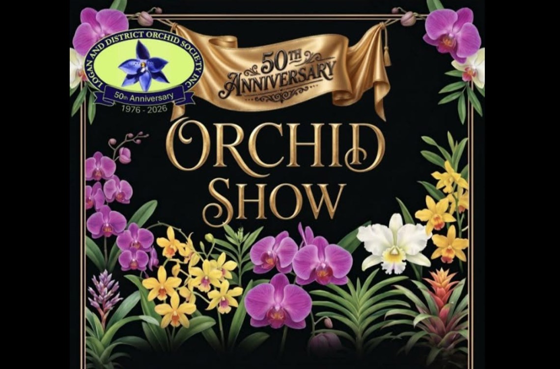 Orchid Show poster with pictures of colourful orchids